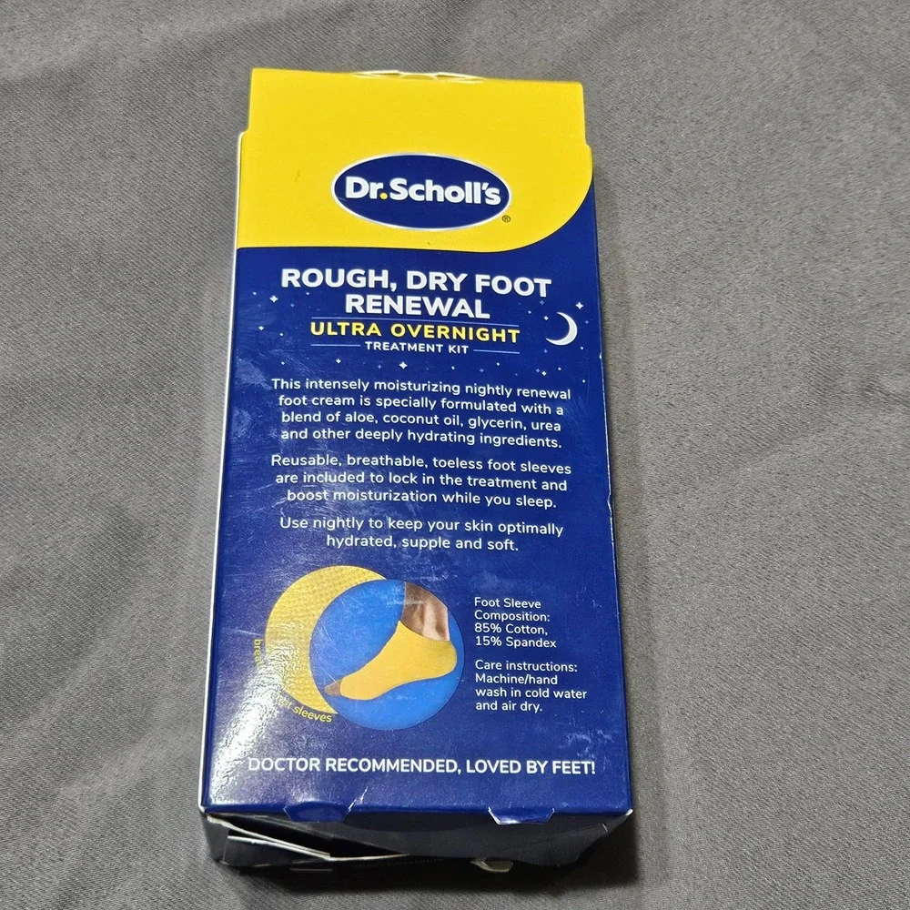 Dr. Scholls Rough Dry Foot Renewal Ultra Overnight Treatment Kit 3oz Cream Socks
